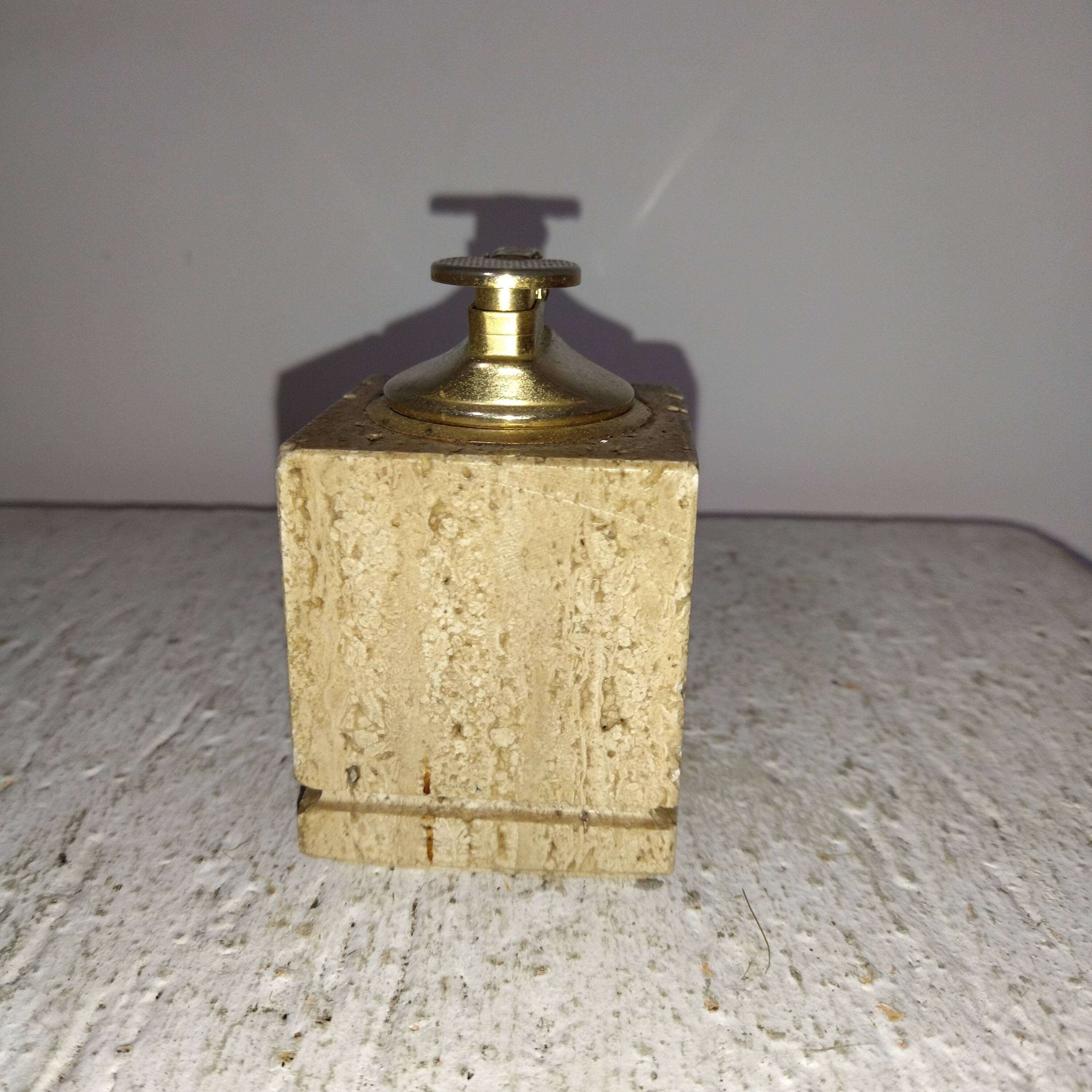 travertine and brass lighter 1960 1970 italy