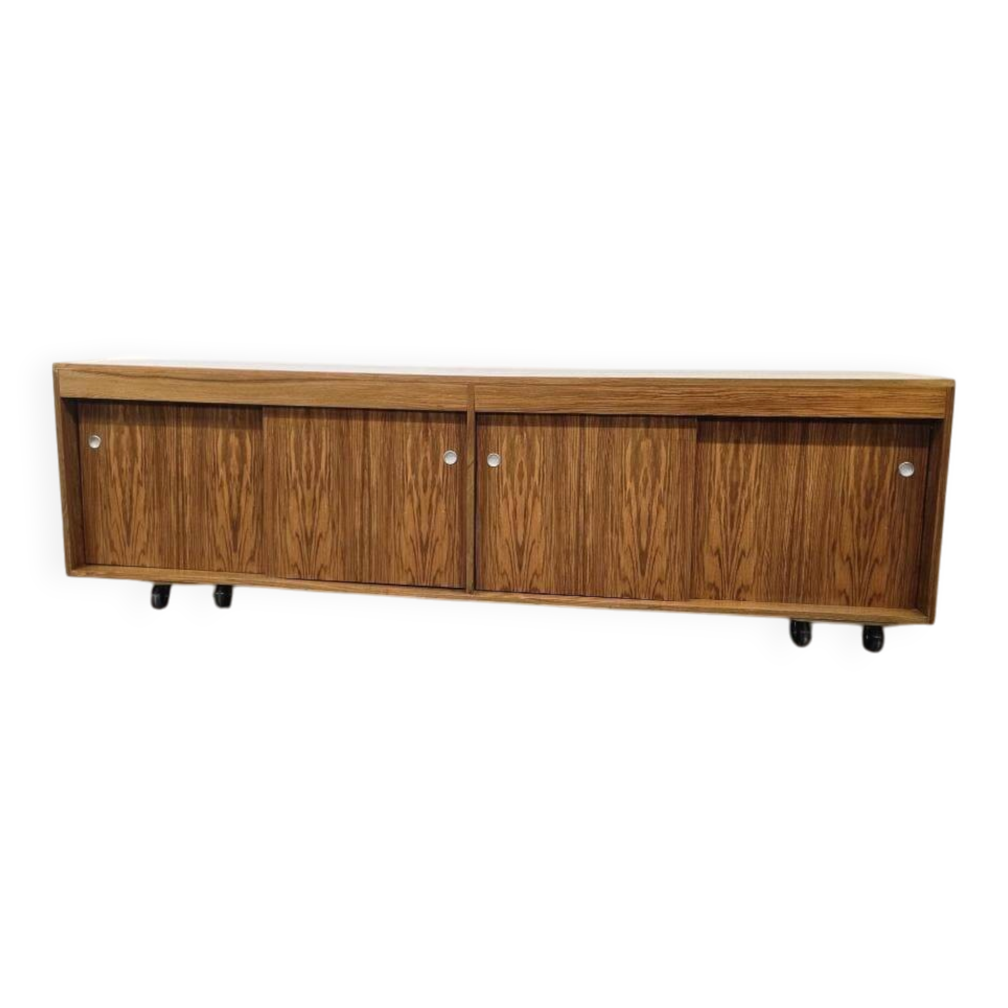 Vintage XL wooden wall cabinet / wardrobe with sliding doors