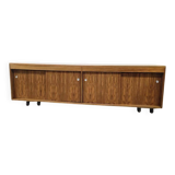 Vintage XL wooden wall cabinet / wardrobe with sliding doors