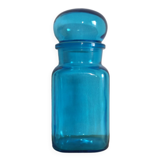 Bocal en verre bleu vintage 1970s