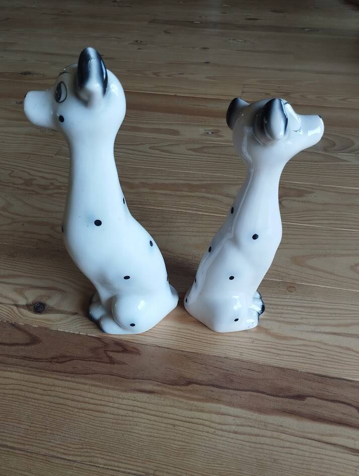 Paire de chiens dalmatiens vintage