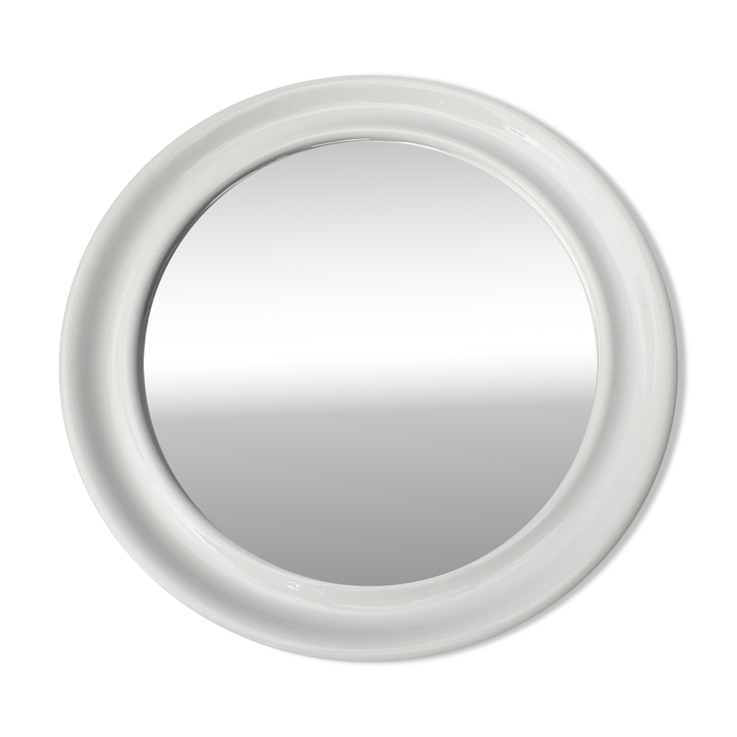 Round white plastic mirror 34x34 cm