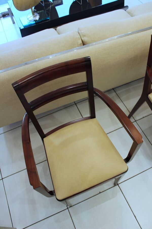 paire de fauteuils bridge 1930 assise en cuir beige