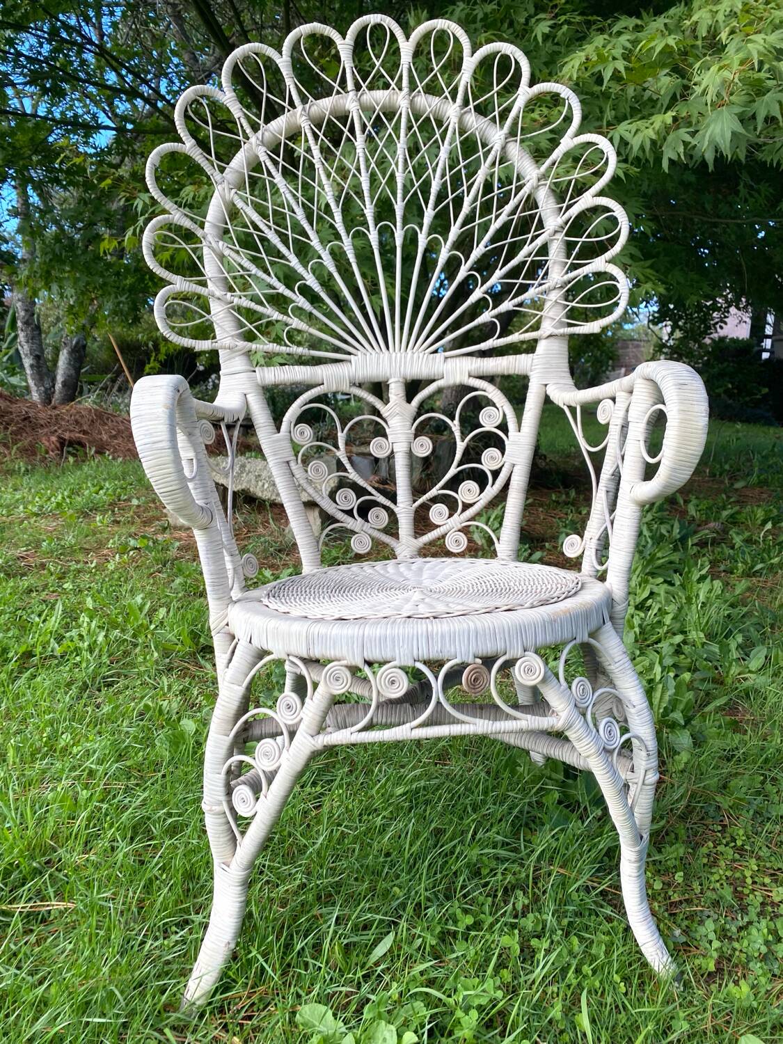 1960s peacock rattan armchair