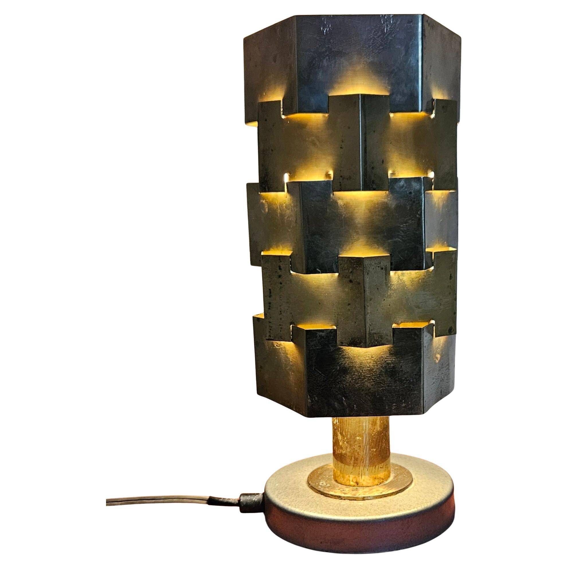 Rare Lubid Table Lamp in Brass from the Mid-Century, in the Style of Max Sauze, 1970s