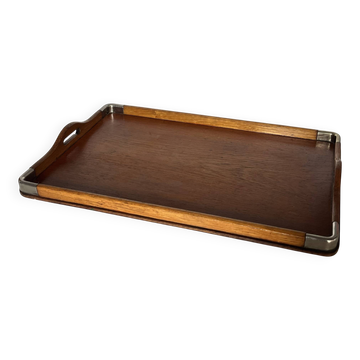 Wood and metal serving tray