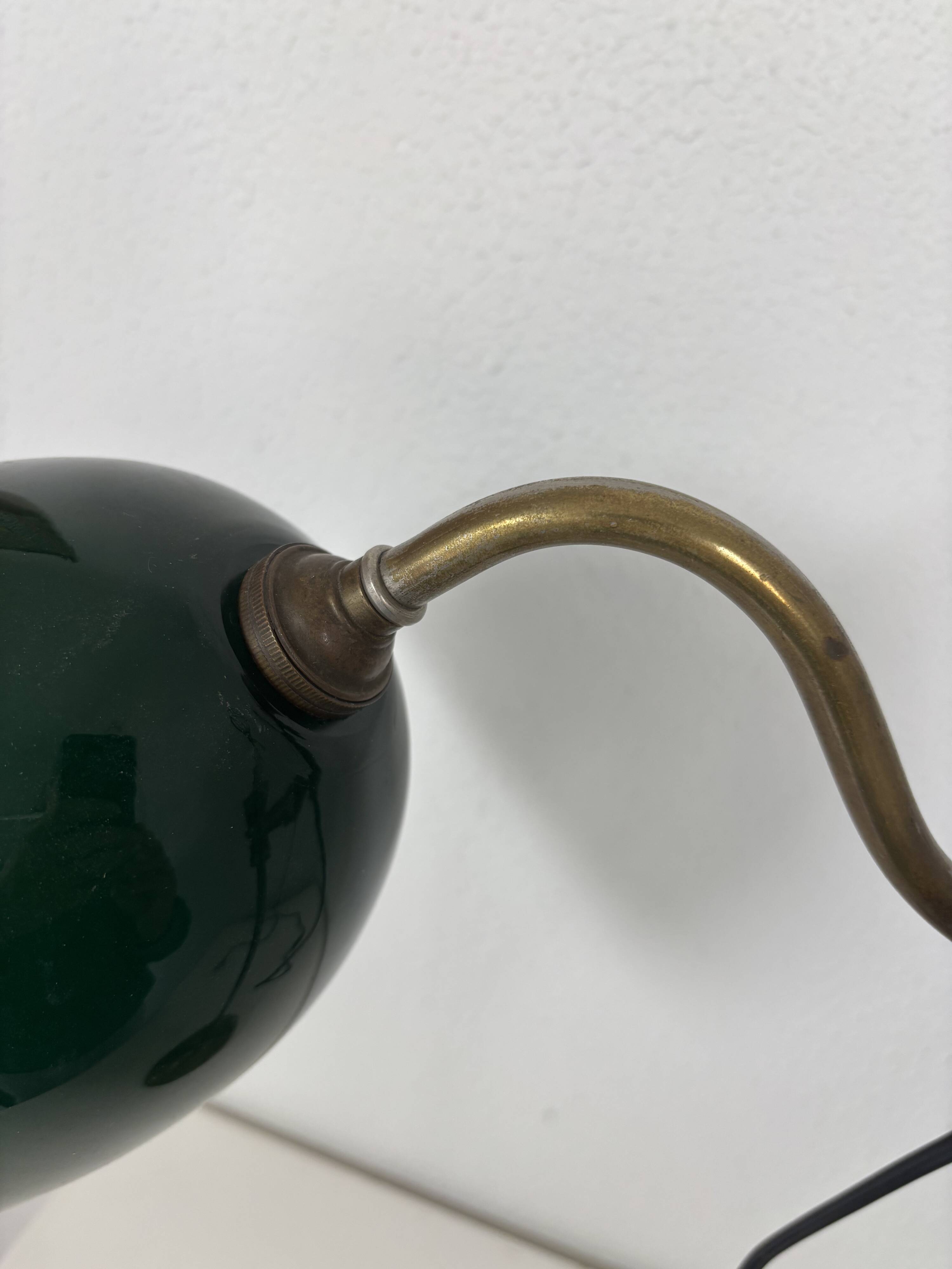 Vintage 1920s desk lamp in nickel-plated brass, celadon - 52 cm