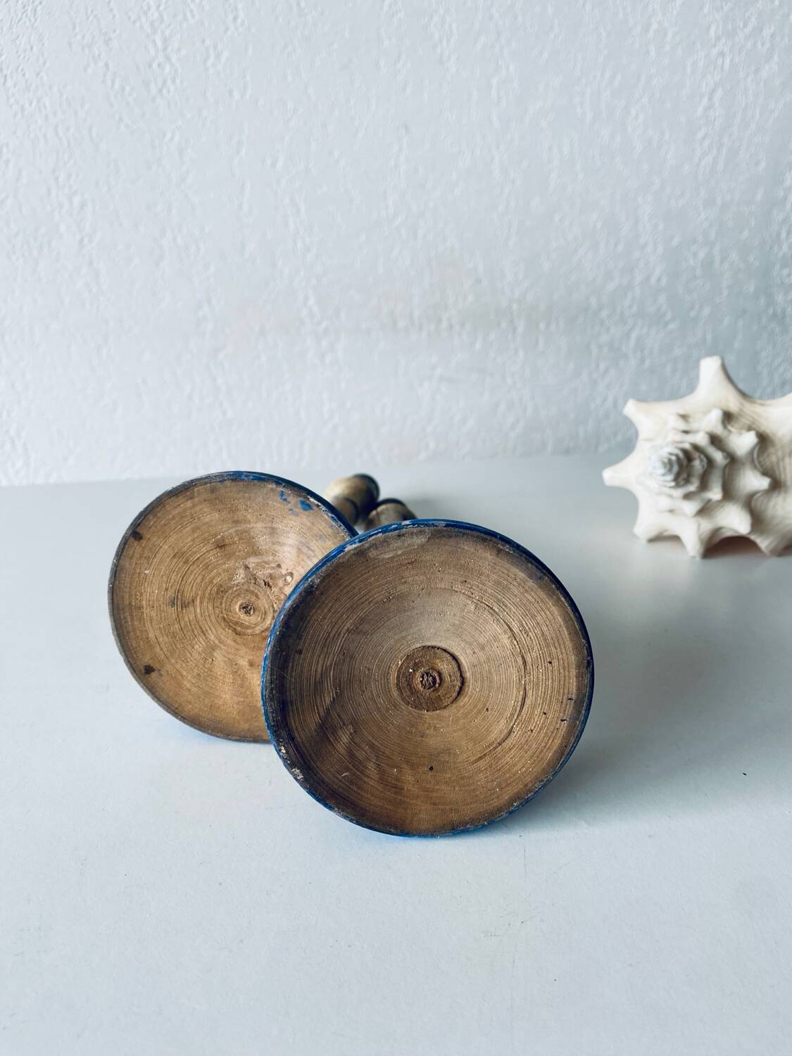 Pair of old patinated candlesticks