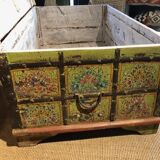 Coffee table chest painted with patterns