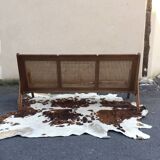 caned teak bench