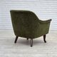 Fauteuil norvégien des années 1970, tissu de meuble vert, bois de teck,