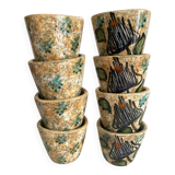 Espresso coffee cups with hand-painted decor, 1960s