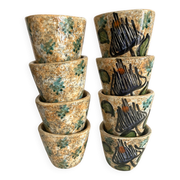 Tasses à café expresso décor peint à la main ,années 60