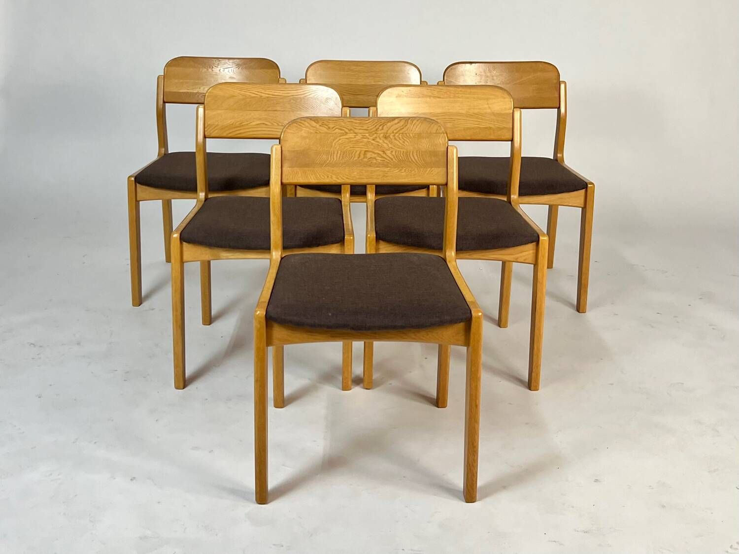 6 oak chairs by Henning Kjaernulf dining chair vintage Danish