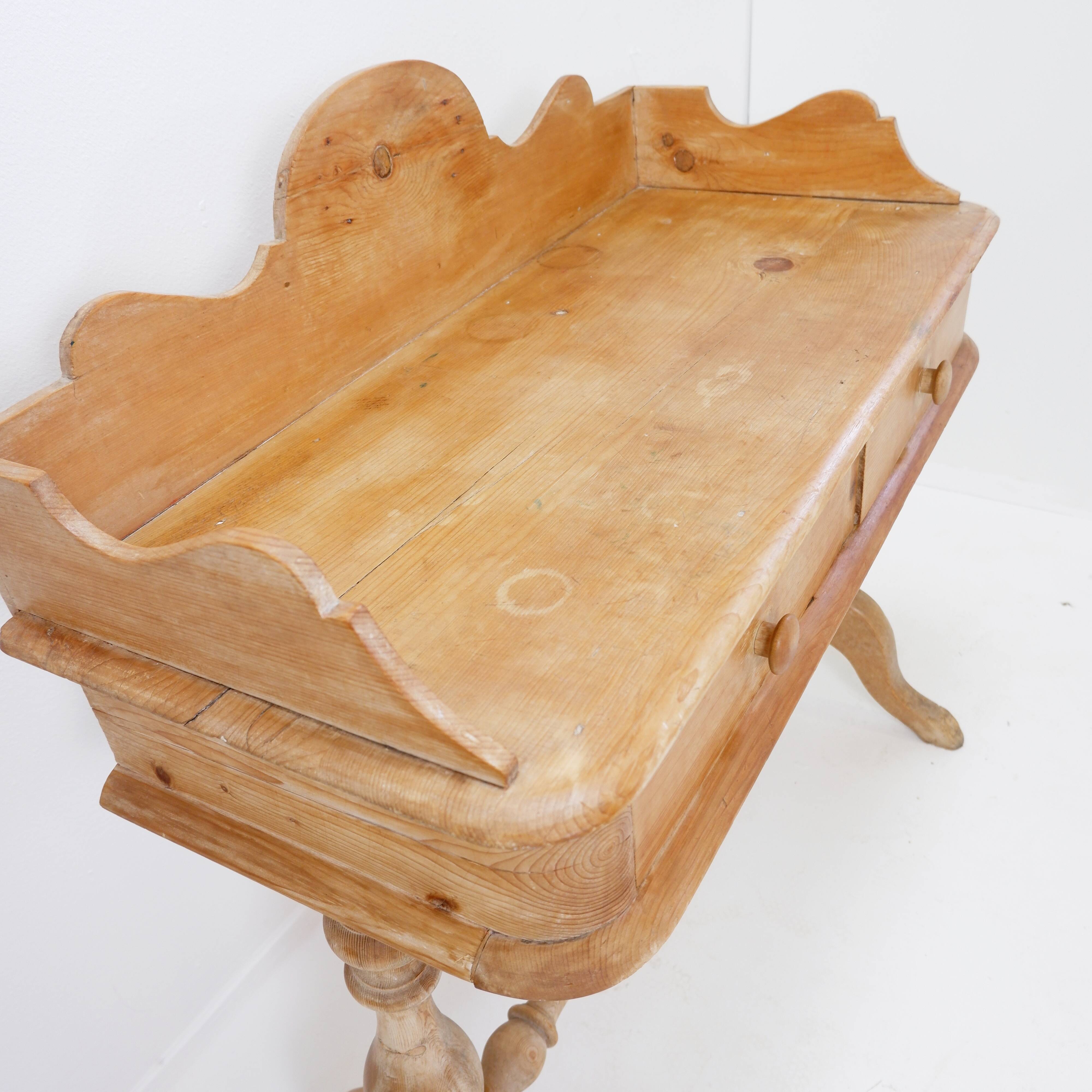 Antique English Pine 2 Drawer Desk - 1950s