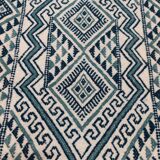 Handmade traditional white and blue carpet, 152x76 cm