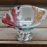Coupe à fruits en verre avec relief coloré insp. Walther Glas