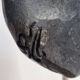 Signed raku ceramic mask on wooden base Contemporary sculpture 30 cm