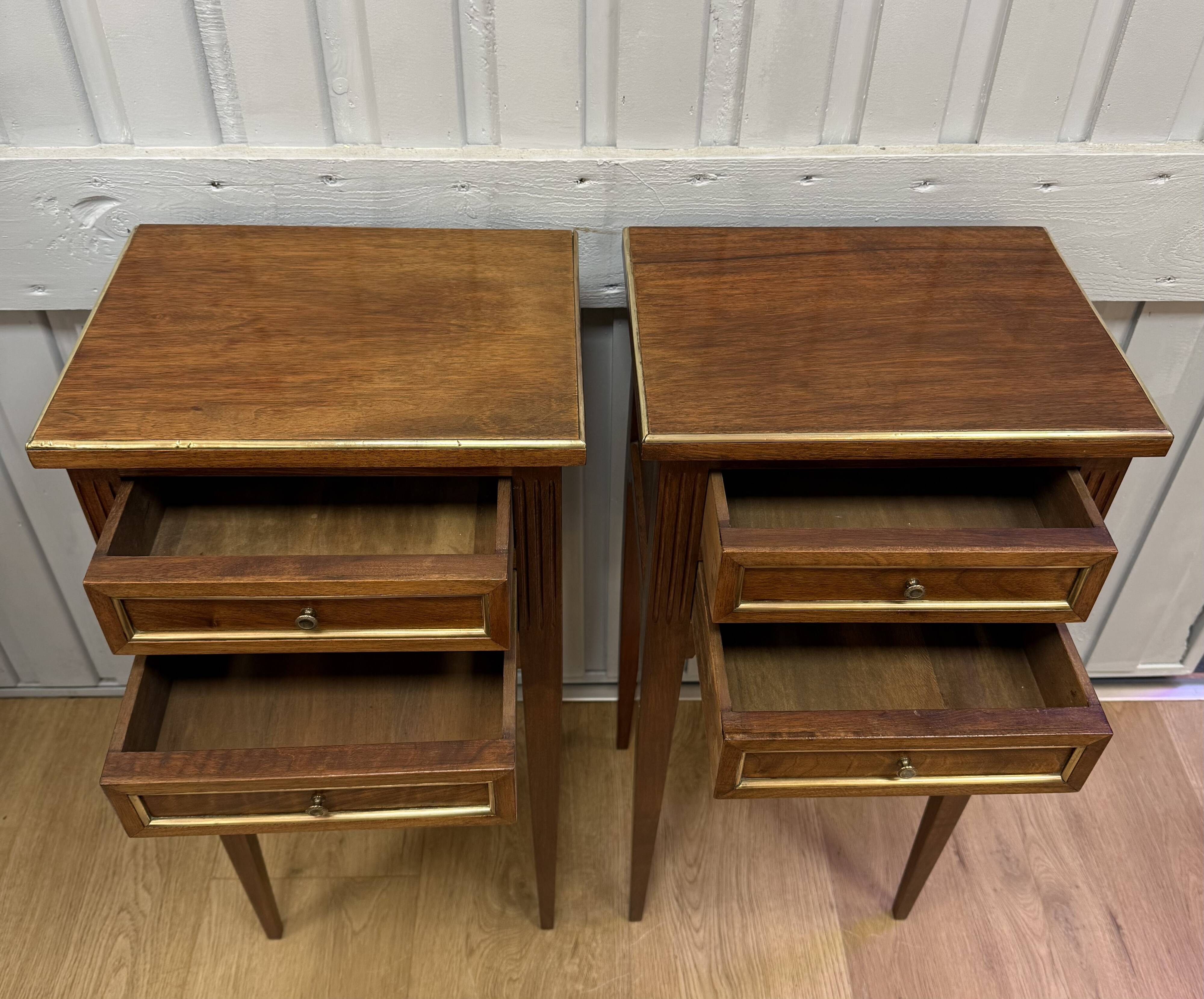 Pair of walnut bedside tables