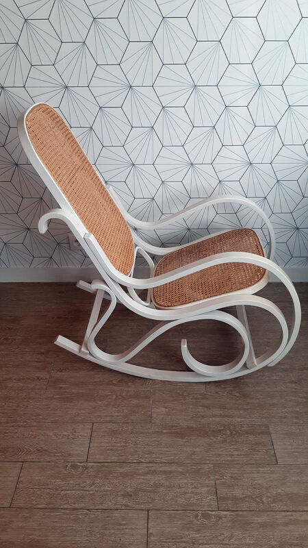 Rocking-chair "vintage" white and canning.