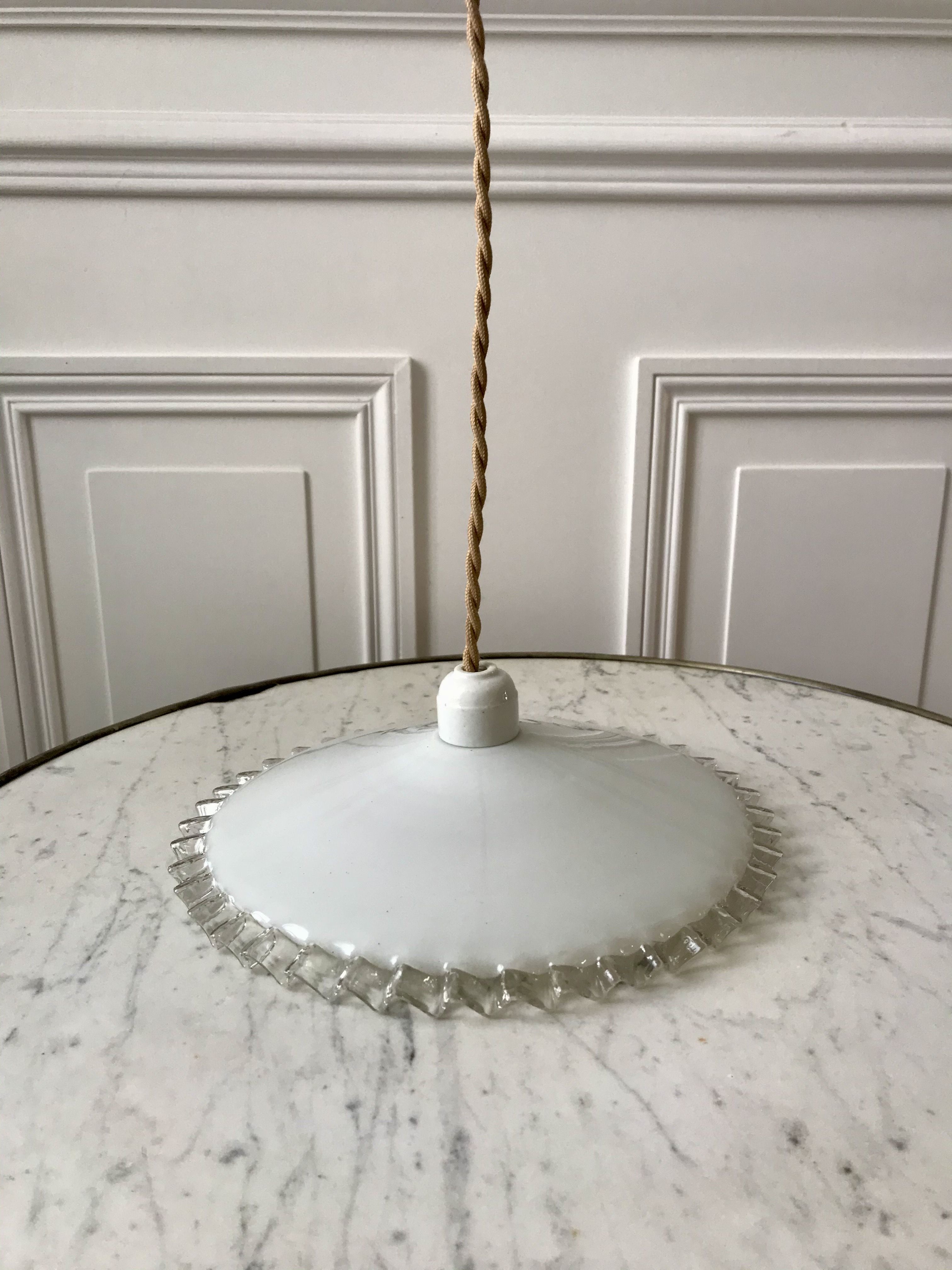 Suspension in serrated opaline and porcelain early twentieth century