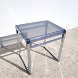 Bout de canapé plexiglas et chrome Space age