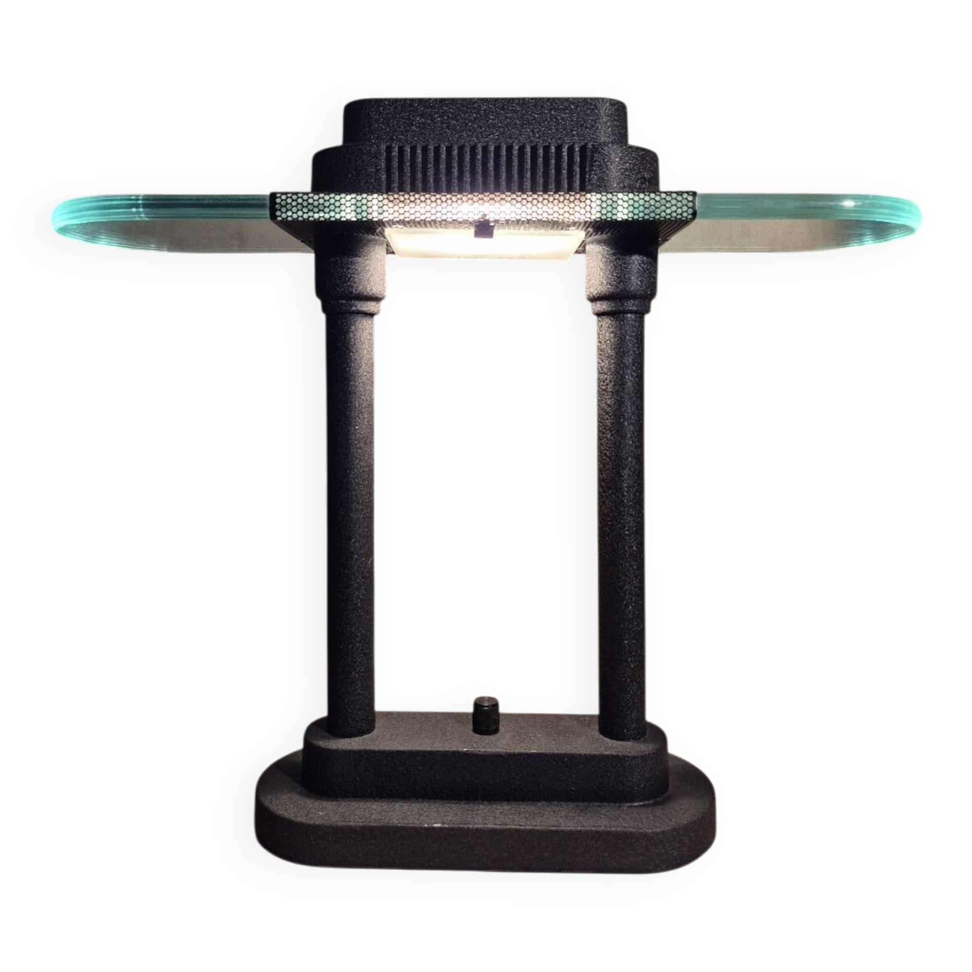 Lampe de banquier postmoderne Robert Sonneman années 1980 noire