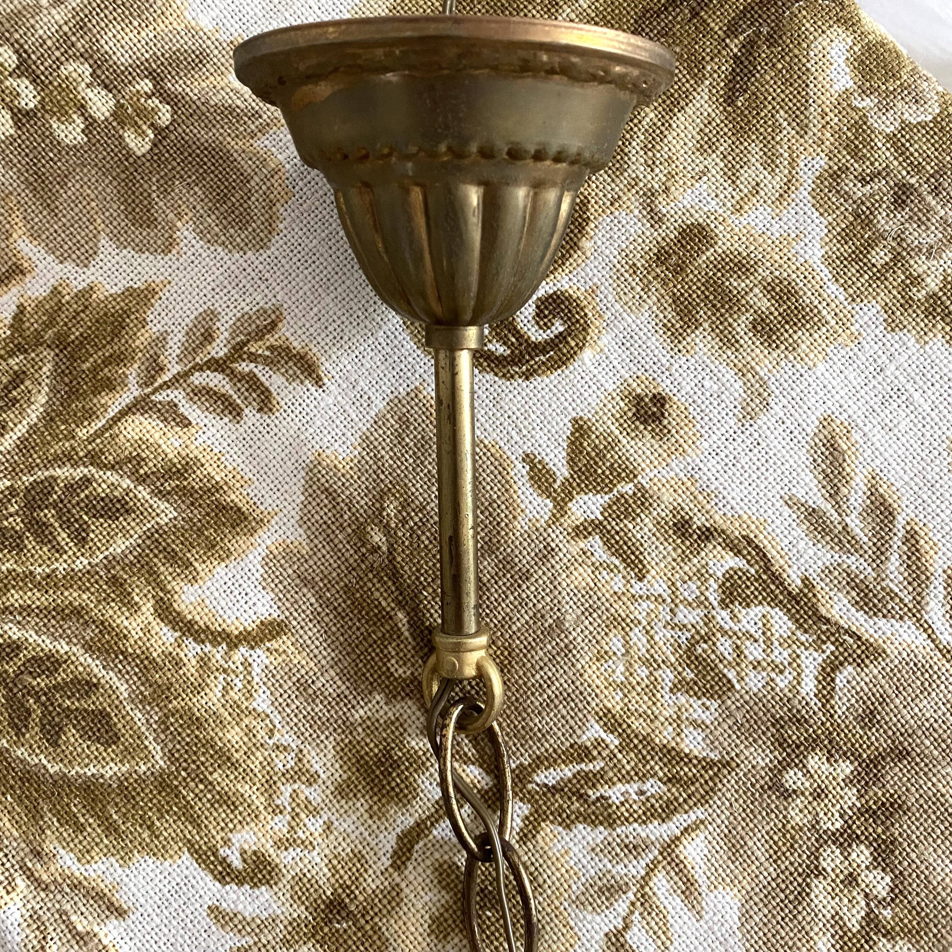 Large two-tone pressed glass ball pendant light