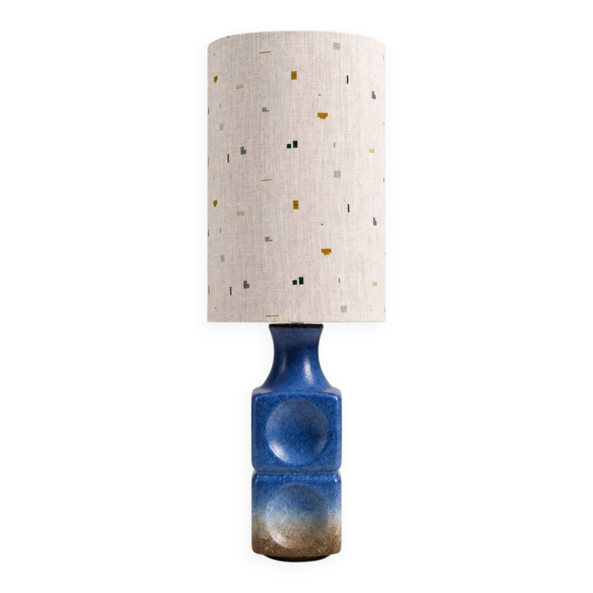 Italian ceramic table lamp with custom shade – 1970