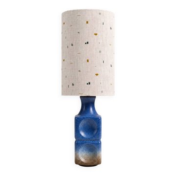 Italian ceramic table lamp with custom shade – 1970