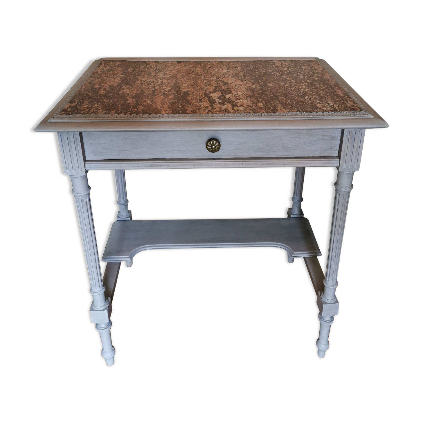Restored old side table with marble