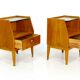 Pair of Swedish bedsides in elm and glass, Sweden, 1940