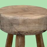 Solid elm tripod stool 1960