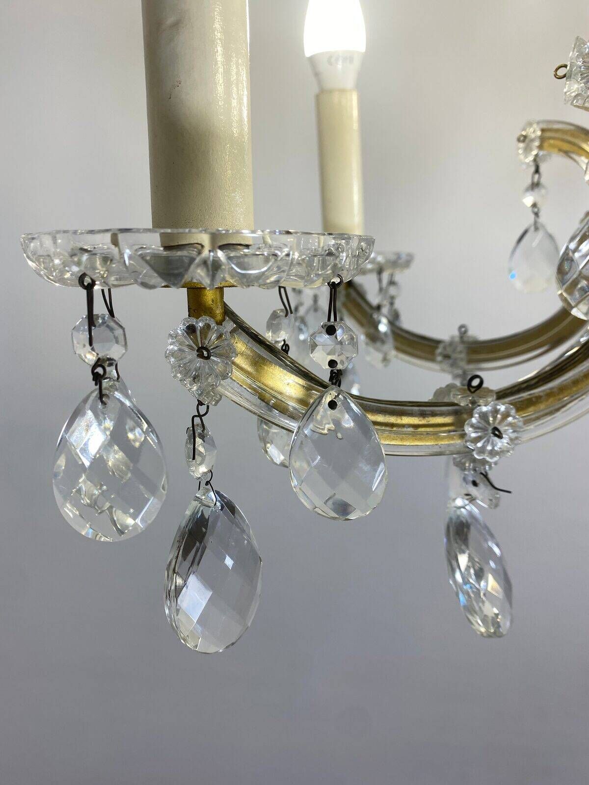 Louis XV style chandelier, glass pendants, 6 lights