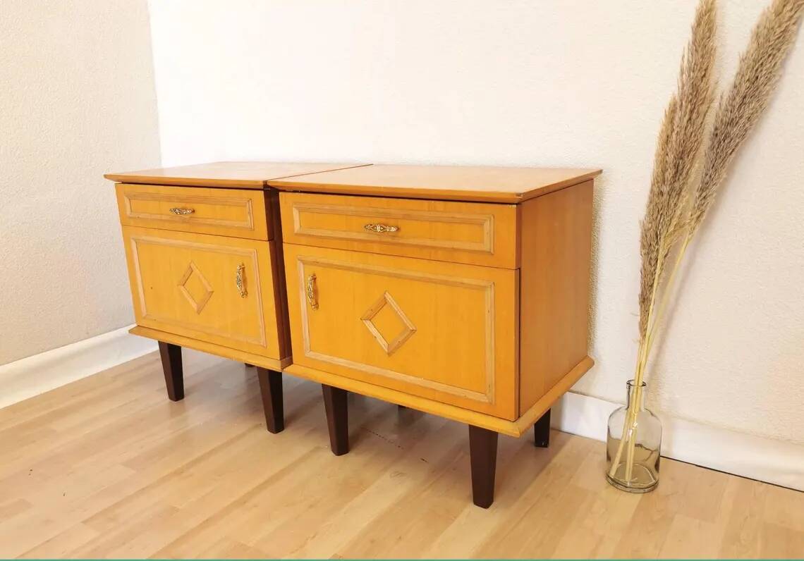 Mid-Century Modern Nightstands: 1970s Krasoprema, Yugoslavia (Set of 2)