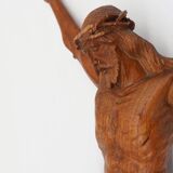 Hand carved oak crucifix or corpus Christi, Belgium ca. 1900
