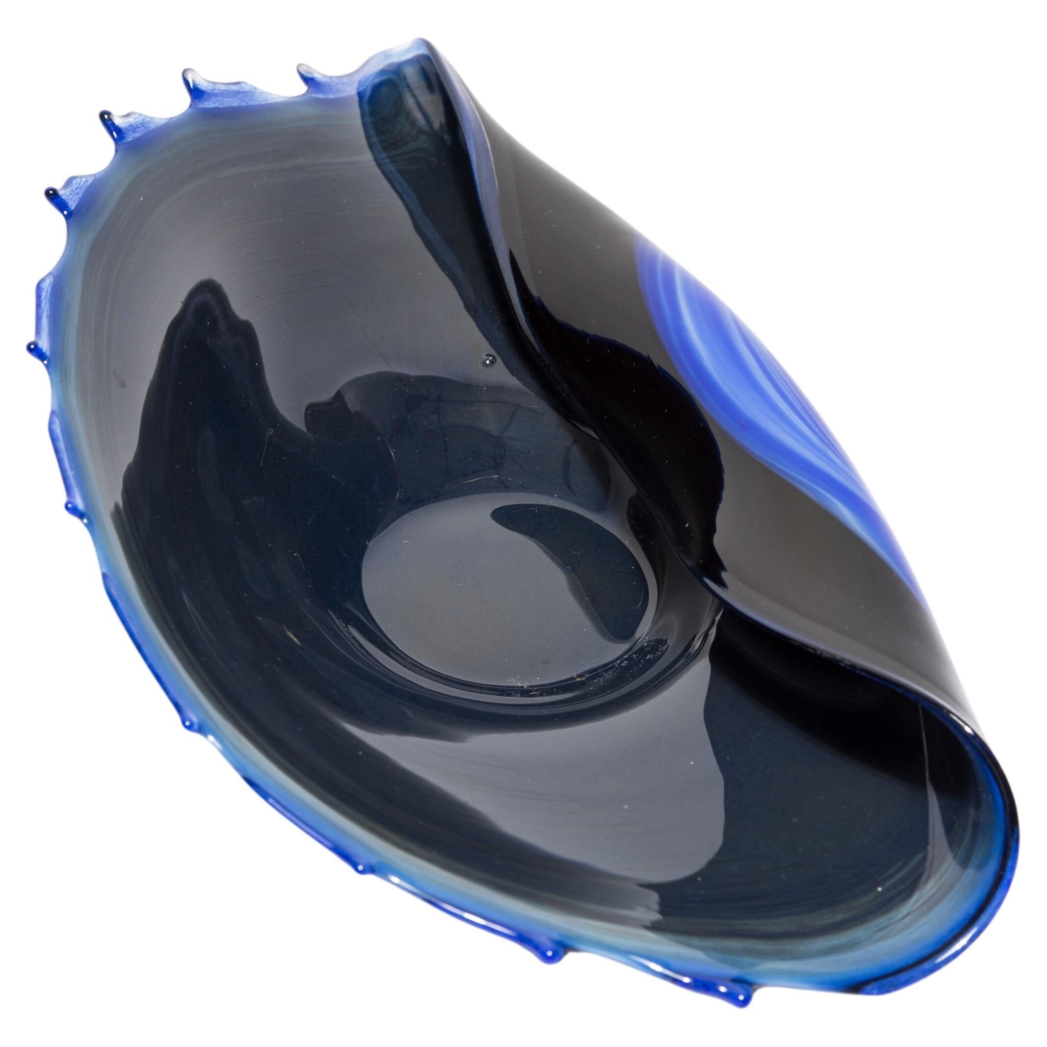 Vintage blue and black decorative plate mid-century Shell Italy 1960