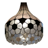 Colorful mother-of-pearl chandelier and brass