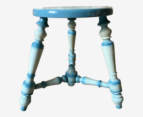 Tabouret tripode vintage en bois laqué