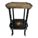 Table d’appoint marquetée sellette style Napoléon III bois effet bambou