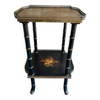 Napoleon III style marquetry side table in bamboo effect wood