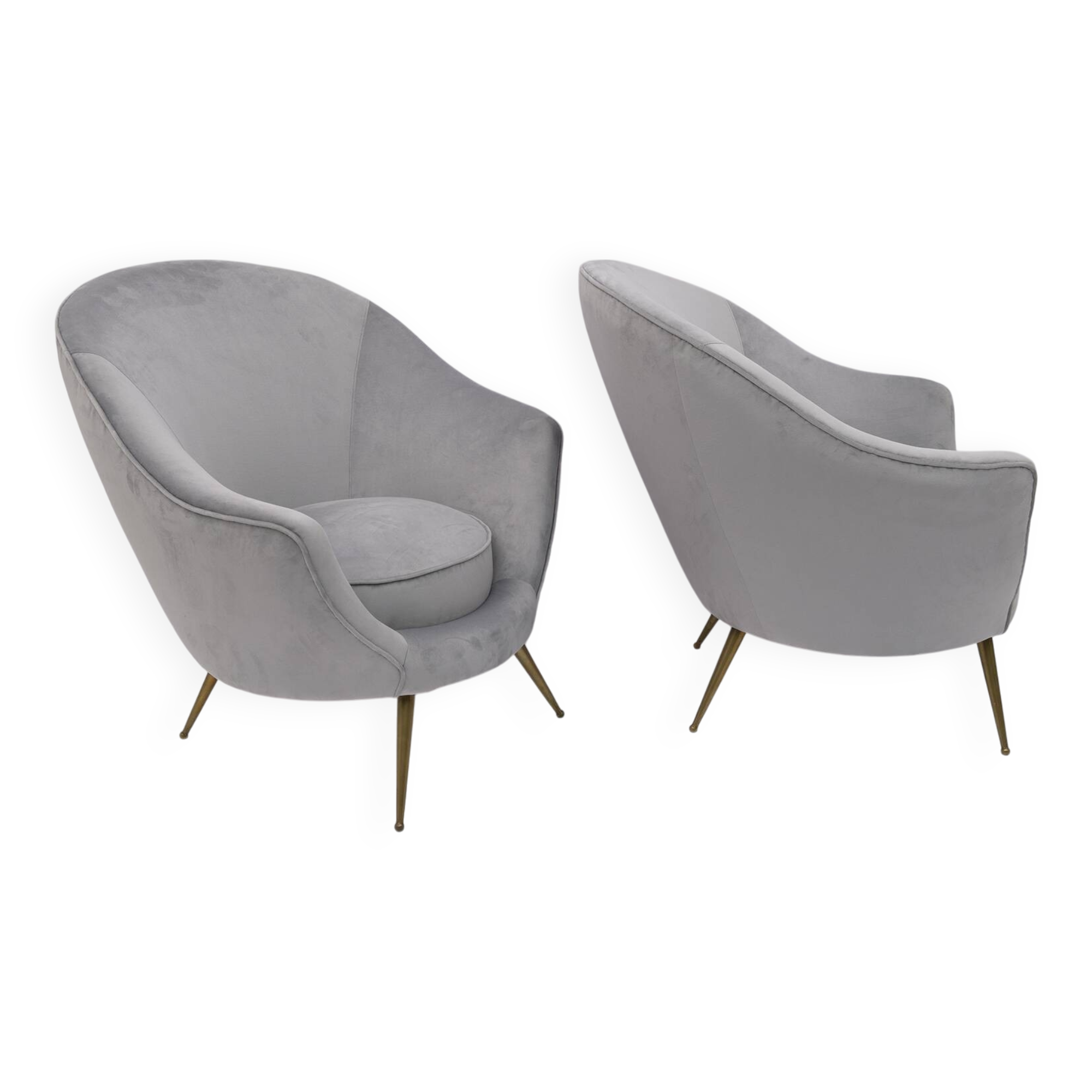 Attributed to Federico Munari Mid-Century Modern Italian Velvet Armchairs, 1950s