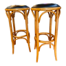Set of two curved wood bar stools