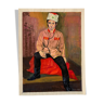 Gouache sur papier par a le brun homme en costume traditionnel sovietique