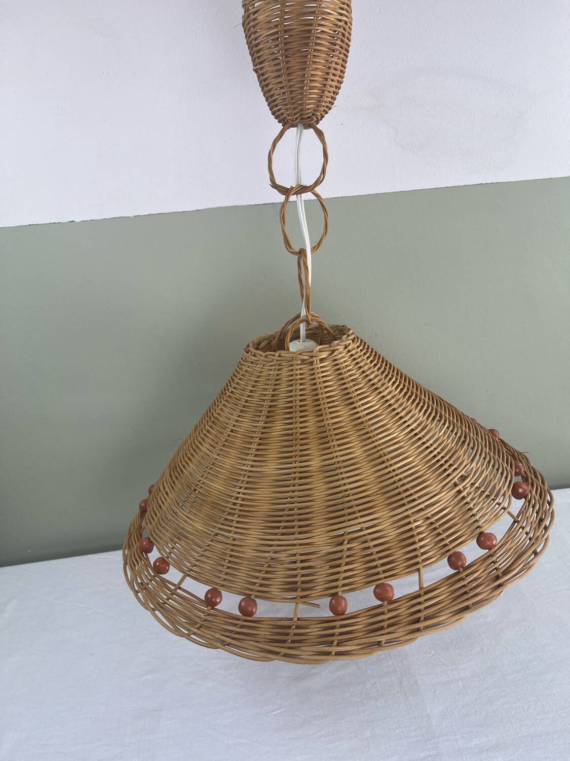 Vintage wicker pendant light