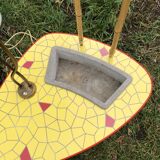 Ceramic mosaic coffee table with planter and light fixture 2 arms 60s