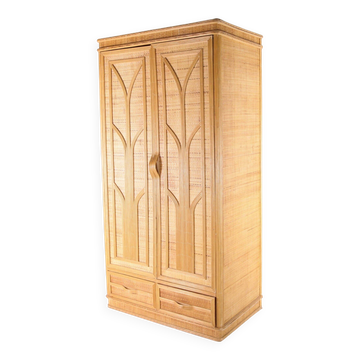 Armoire penderie en rotin et raphia