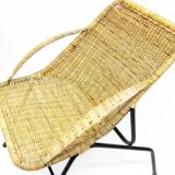 Pair Of 1950s French "Gazelle" Chairs In Rattan Wicker & Tubular Steel
