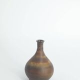 Small Mid-Century Scandinavian Modern Collectible Brown Stoneware Vase by Gunnar Borg, Set of 4