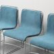 Set of 4 vintage metal and blue fabric chairs, 1970s modernist